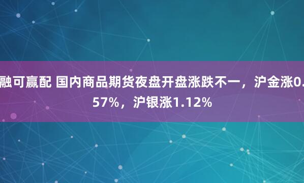 融可赢配 国内商品期货夜盘开盘涨跌不一，沪金涨0.57%，沪银涨1.12%